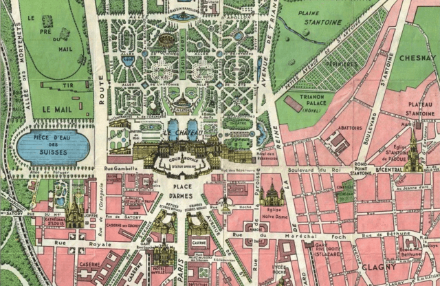 Carte de Versailles et points d'intérêt autour de l'Hôtel d'Angleterre